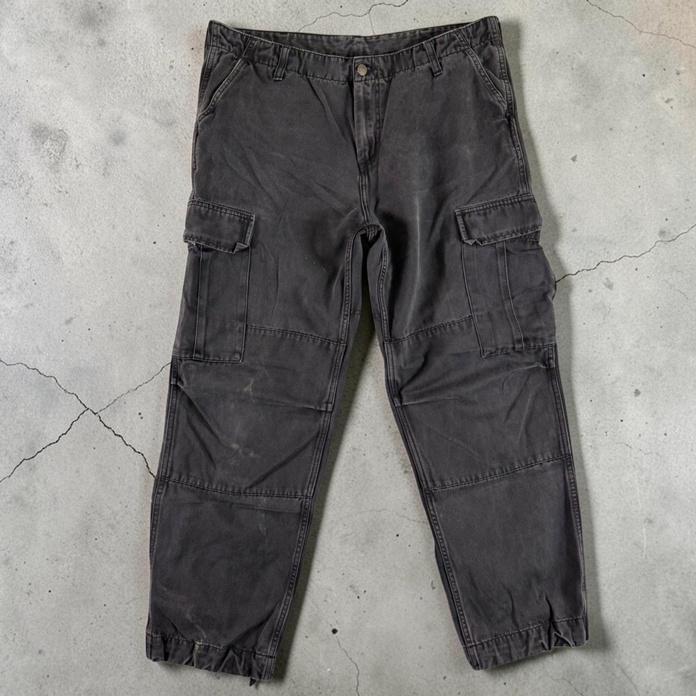 Carhartt WIP Regular Cargo Pants Men 38x29 Faded Black Distressed Workwear